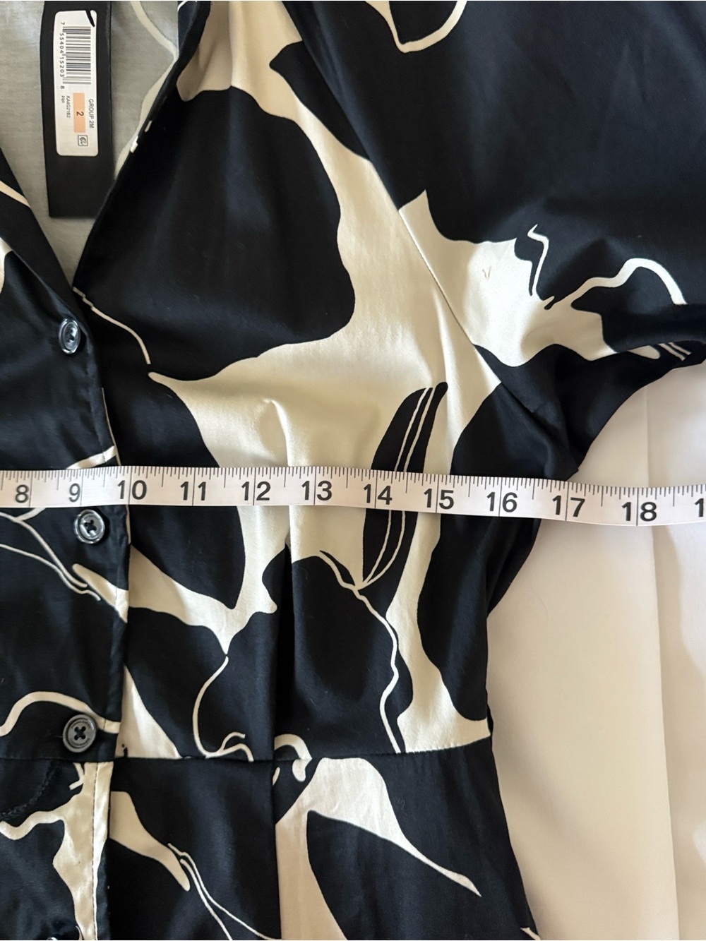 NWT Donna Karan Black and Cream Floral Midi Shirt Dress - Picture 7 of 8